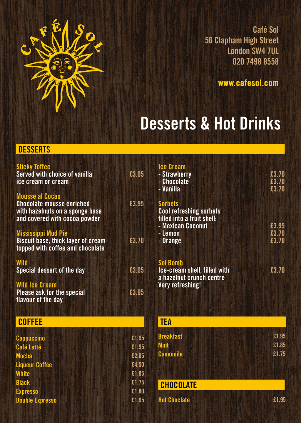 Cafe Sol Lunch Menu Cafe Sol Lunch Menu
