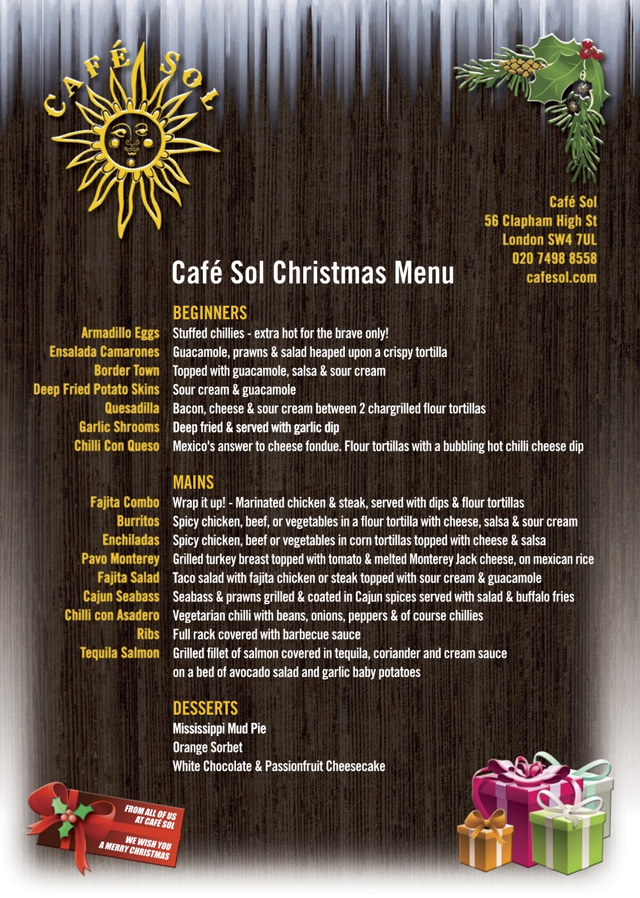 CAFÉ SOL London's Best TexMex Restaurant & Bar